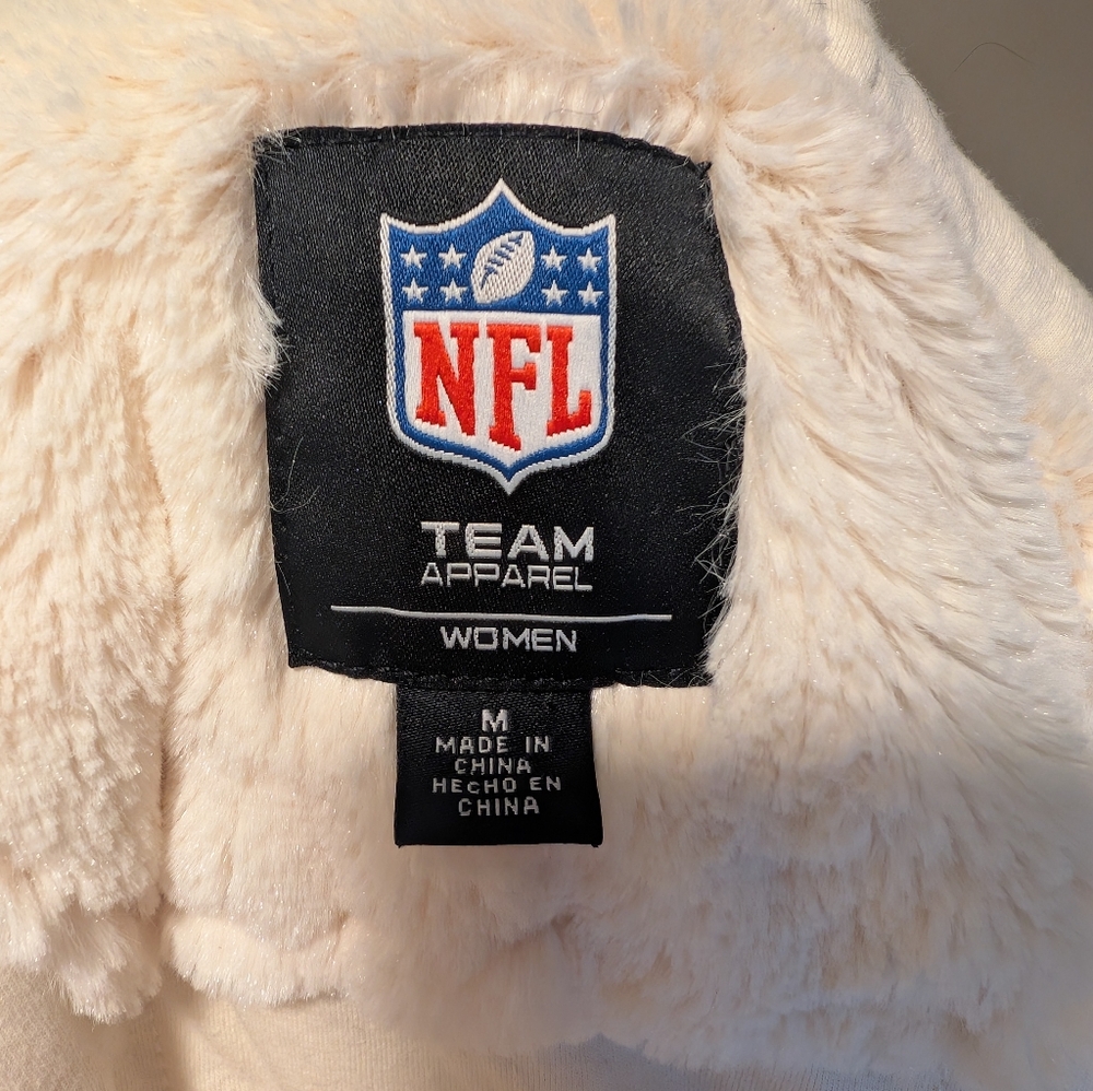 Womens NFL GREEN BAY PACKER Full Zip Logo Cream Faux Fur Jacket SZ M - Picture 13 of 14